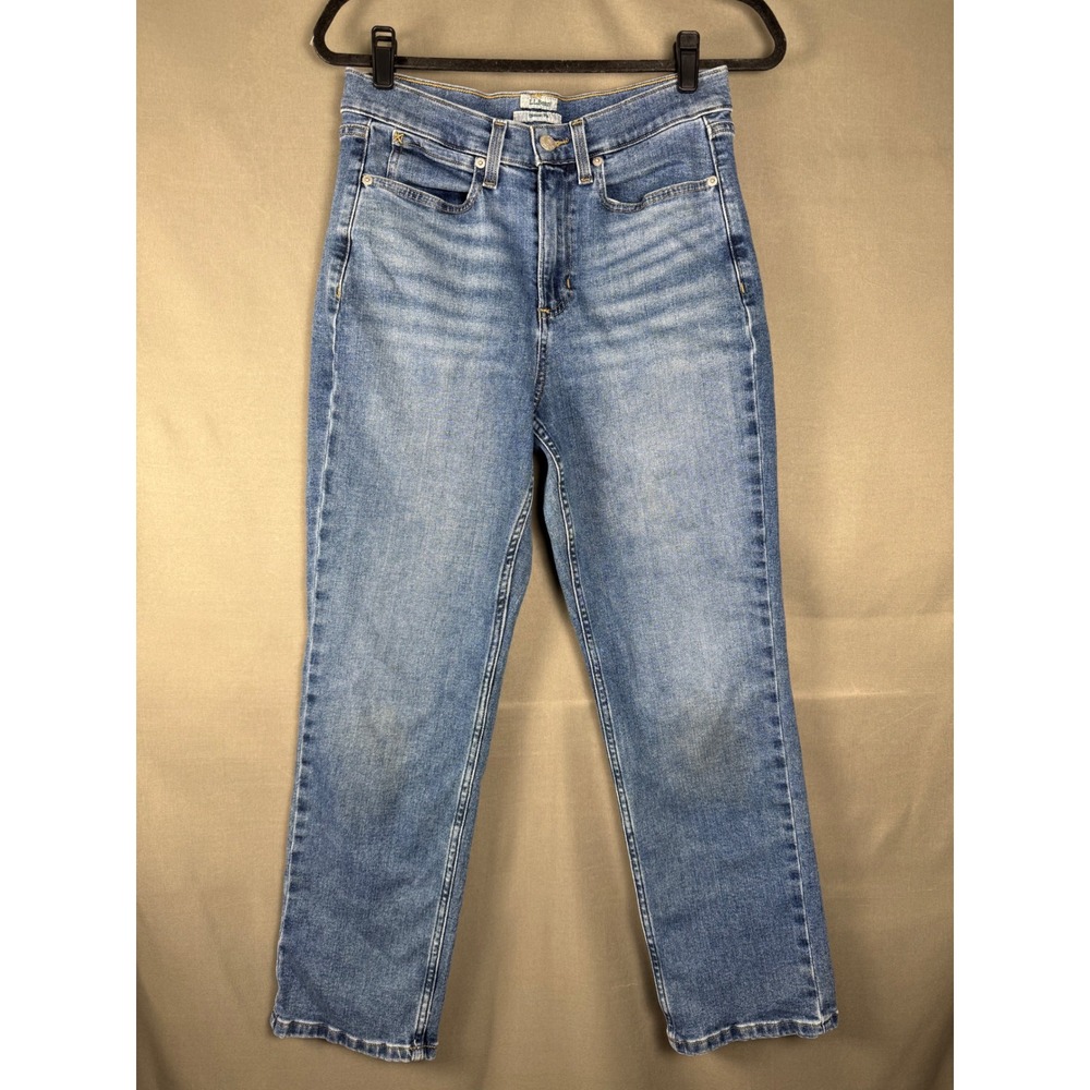 L.L.Bean Classic Fit Jeans Womens 10 Petite Blue Straight Leg High Rise 521072